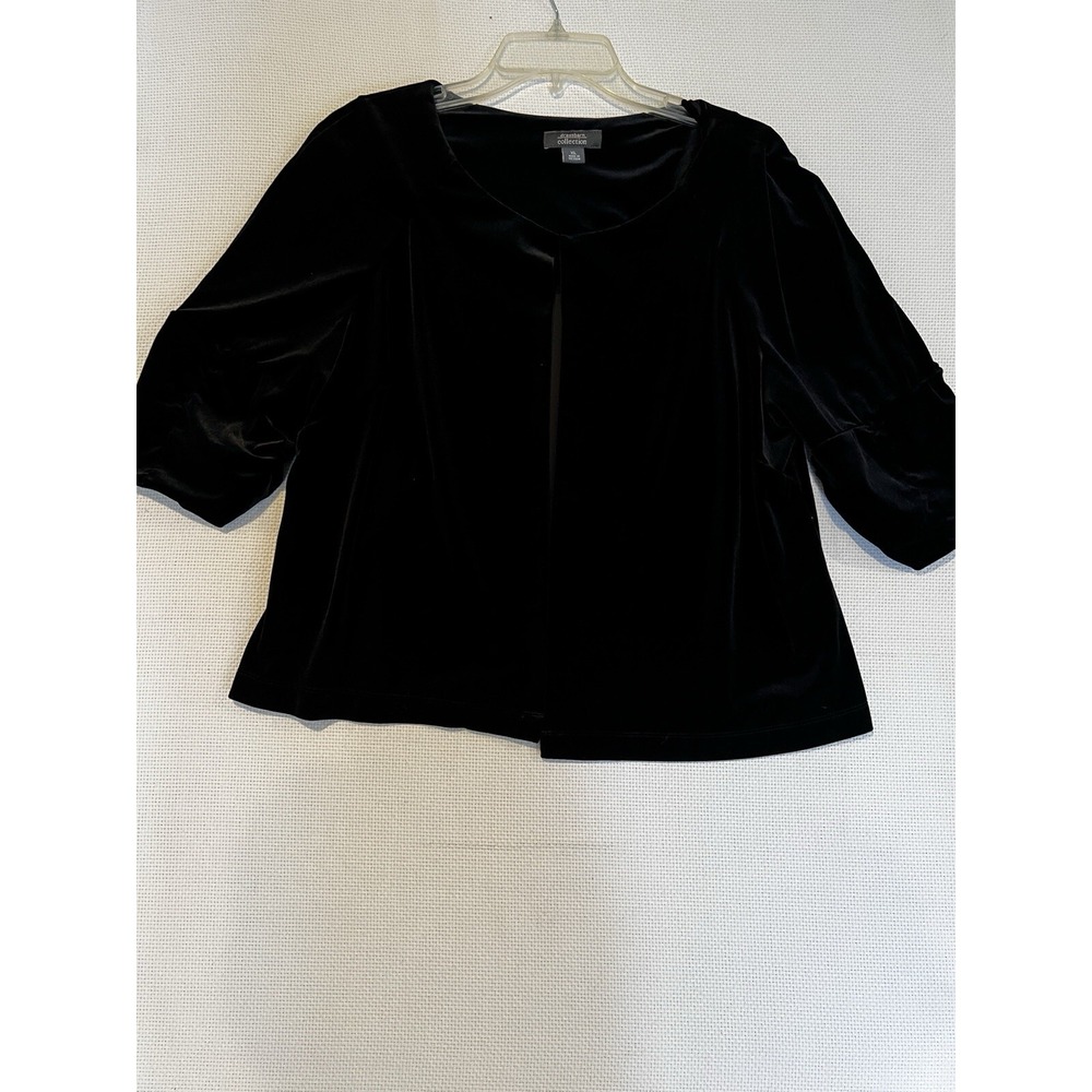 Dressbarn Collection Black Velvet Open Front Bolero Shrug Jacket Womens XL